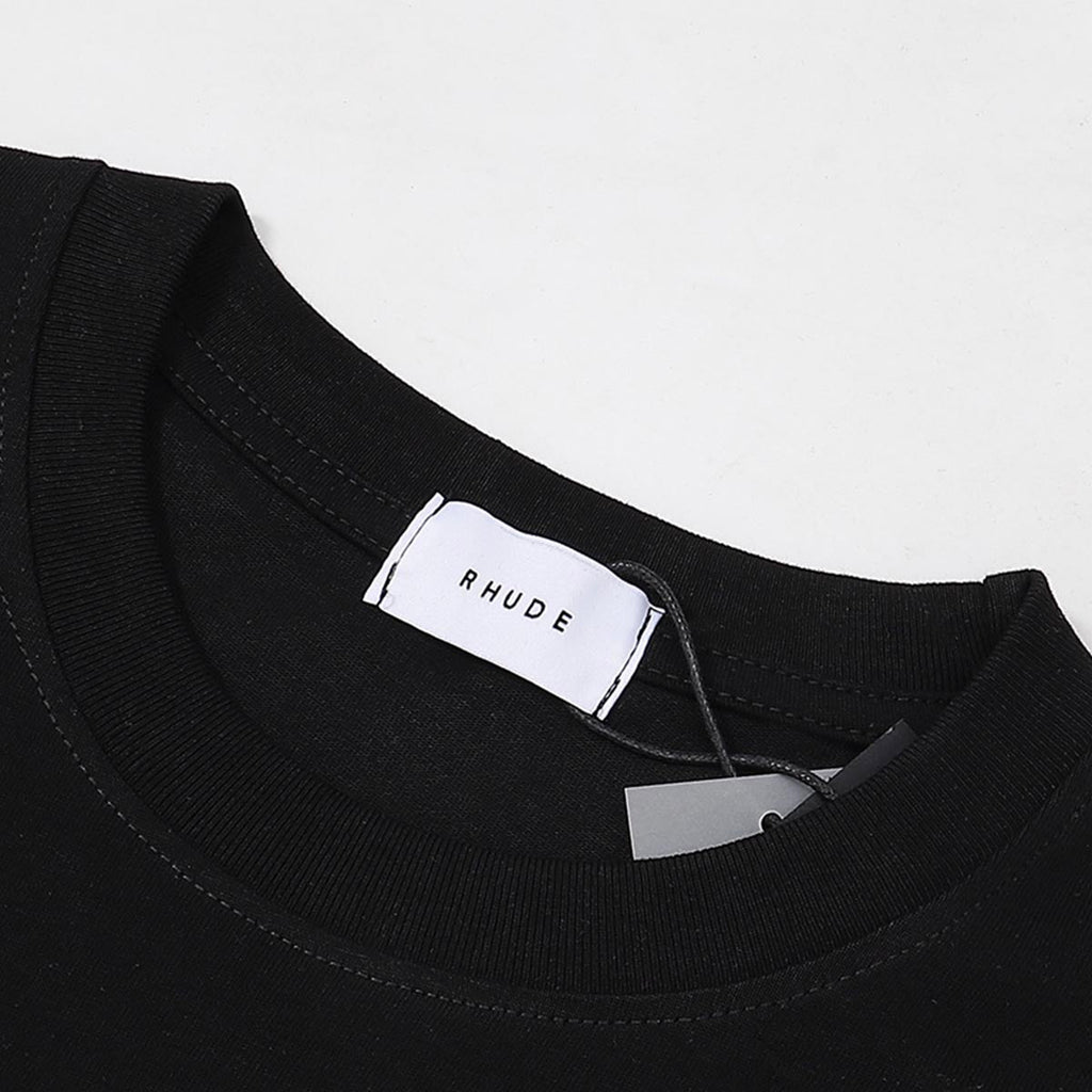 Rhude T-shirts Racing Tire Change Scene Printed Cotton Casual Short Sleeves Men and Women