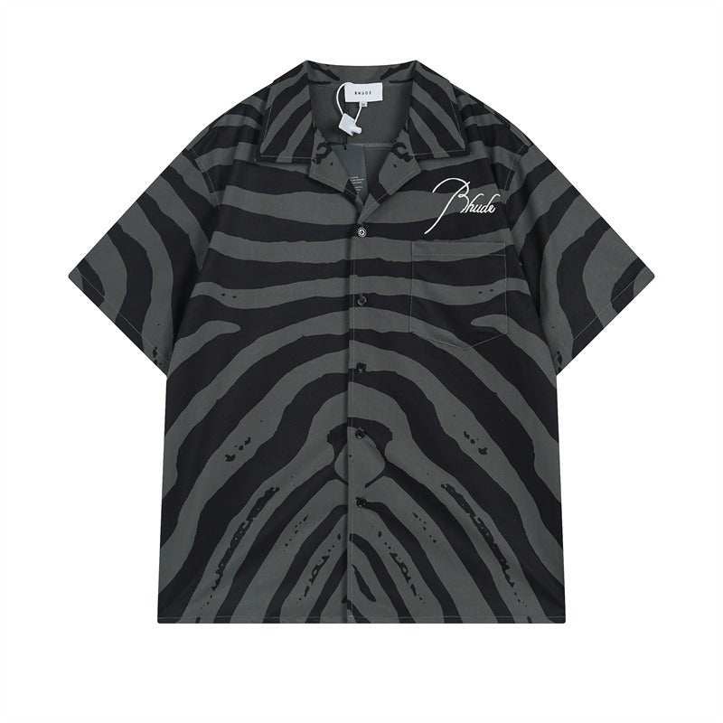 Rhude T-shirt Zebra Letter Embroidery Casual Short Sleeve Shirt, Shorts