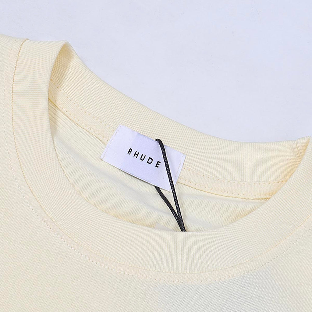 Rhude T-shirts LAGO DI COMO Printed Cotton Casual Short Sleeve Men and Women