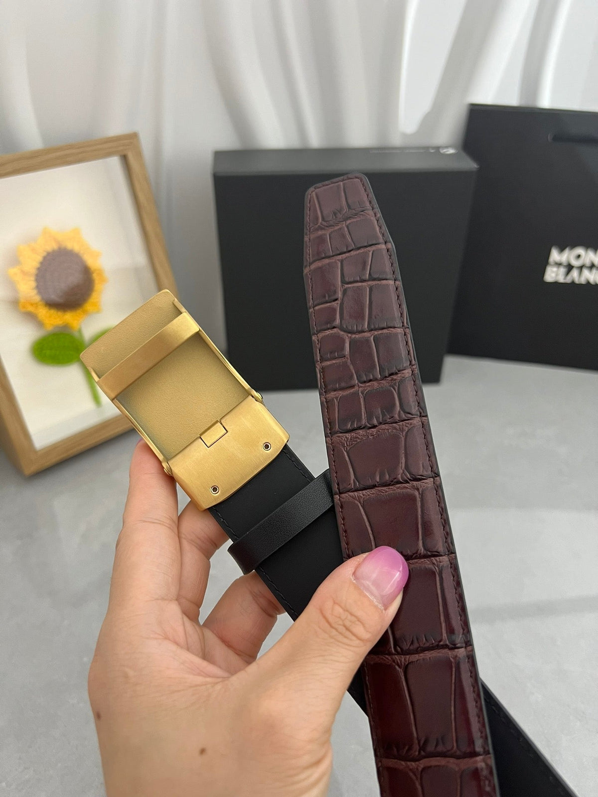 Premium Leather Belt – Brushed Metal Textured Buckle | 3.5cm | Formal & Upscale Casual