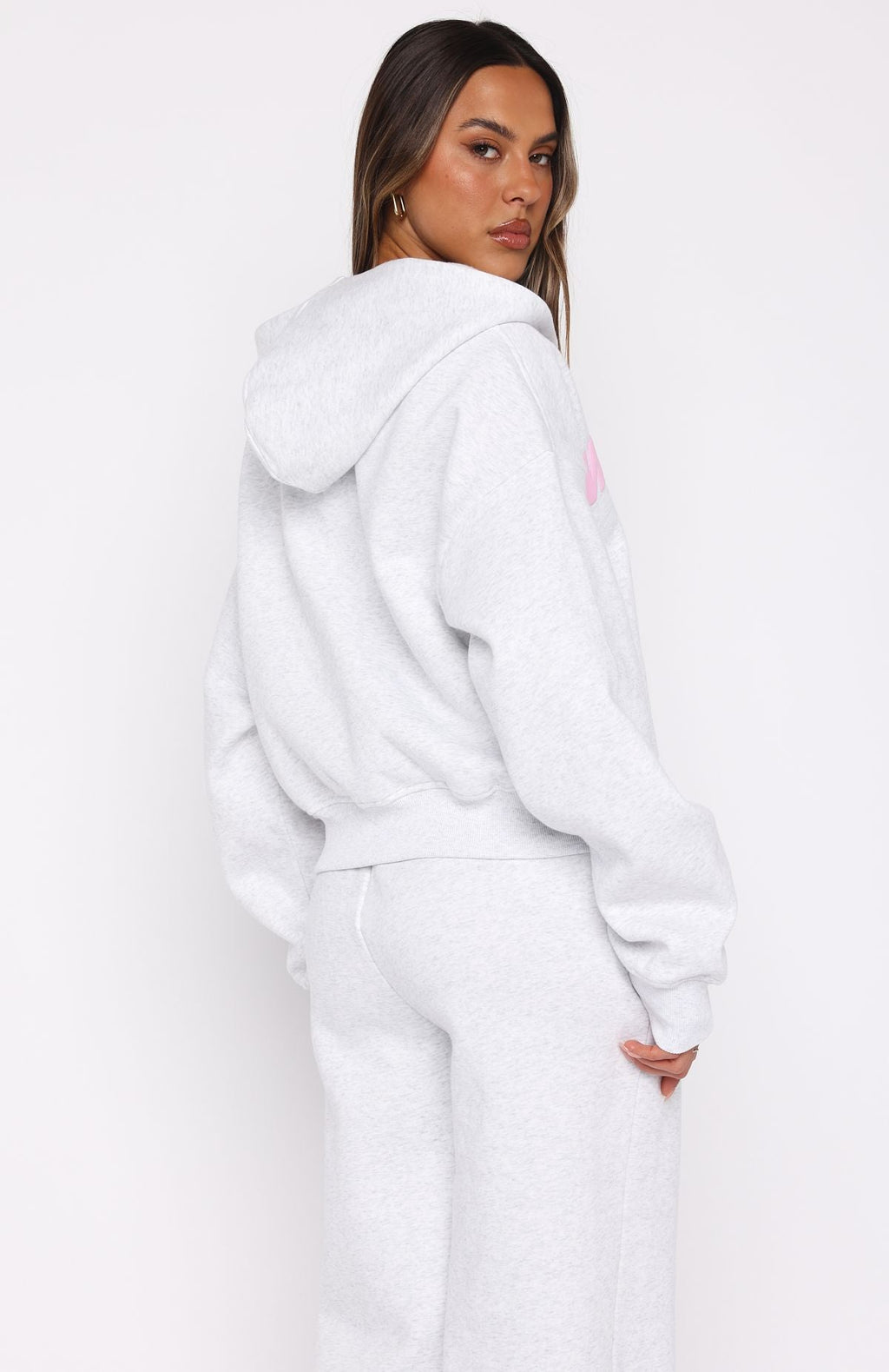 From The Archives Kenzie Boxy Zip Front Hoodie Grey Marle