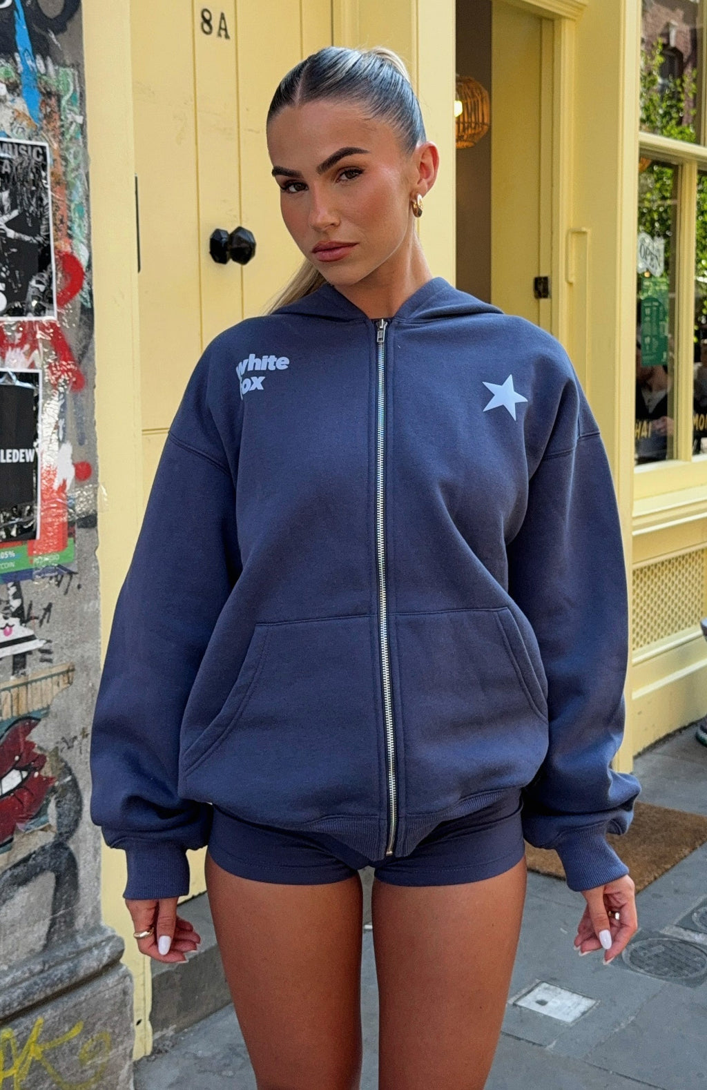 From The Archives Charli Zip Front Hoodie Navy