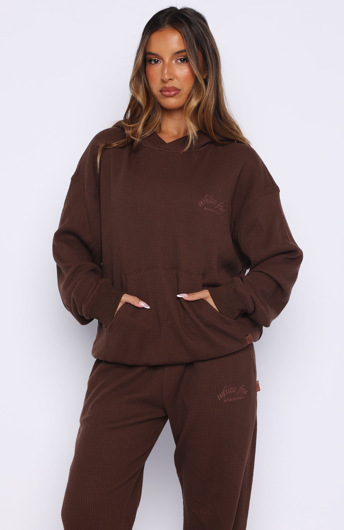 Moving Out Waffle Oversized Hoodie Chocolate